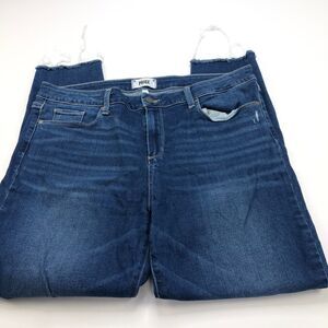 Paige 34 (Fits 36W 27L) Mid Rise Stretch Distressed Raw Hem Cut Off Jeans